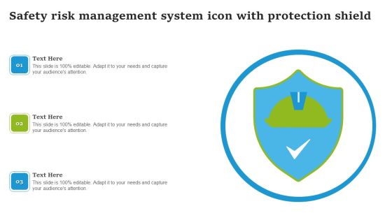 Safety Risk Management System Icon With Protection Shield Summary PDF