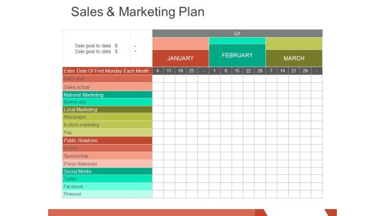 Sales And Marketing Plan Template 1 Ppt PowerPoint Presentation Infographic Template Graphics Example