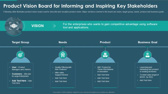 Sales And Promotion Playbook Product Vision Board For Informing And Inspiring Key Stakeholders Formats PDF Sales And Promotion Playbook Product Vision Board For Informing And Inspiring Key Stakeholders Formats PDF