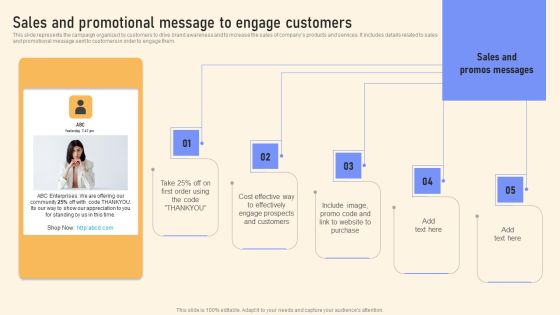 Sales And Promotional Message To Engage Customers Ppt PowerPoint Presentation File Example File PDF