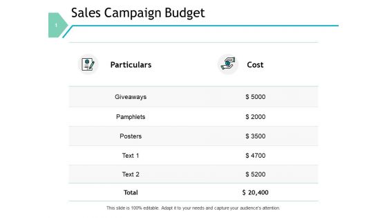 Sales Campaign Budget Management Ppt PowerPoint Presentation Styles Outline