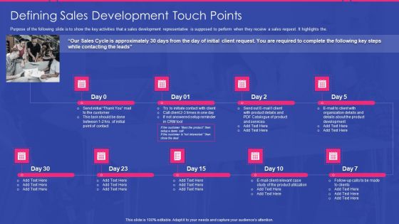 Sales Development Representative Playbook Defining Sales Development Touch Points Background PDF Sales Development Representative Playbook Defining Sales Development Touch Points Background PDF