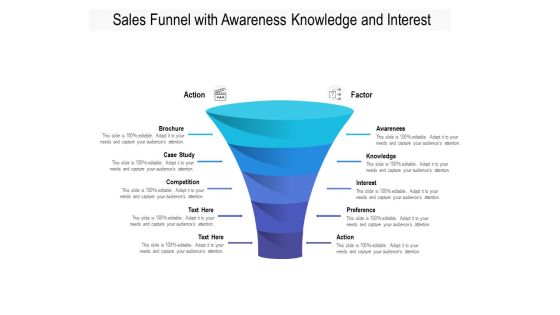 Sales Funnel With Awareness Knowledge And Interest Ppt PowerPoint Presentation File Graphic Tips