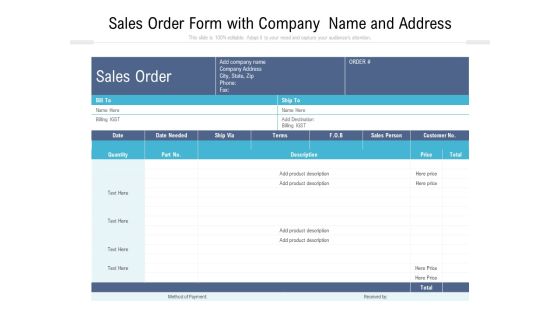 Sales Order Form With Company Name And Address Ppt PowerPoint Presentation Gallery Layouts PDF Sales Order Form With Company Name And Address Ppt PowerPoint Presentation Gallery Layouts PDF