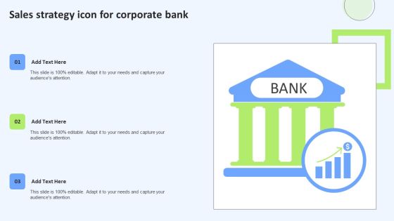 Sales Strategy Icon For Corporate Bank Icons PDF