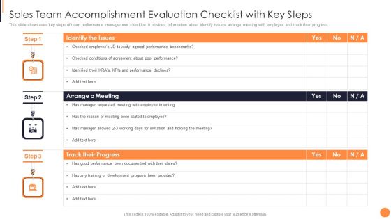 Sales Team Accomplishment Evaluation Checklist With Key Steps Designs PDF Sales Team Accomplishment Evaluation Checklist With Key Steps Designs PDF