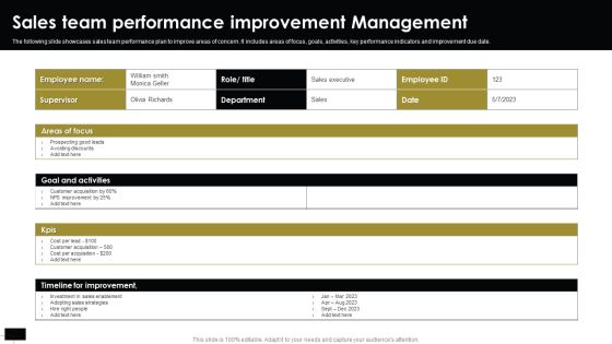 Sales Team Performance Improvement Management Brochure PDF