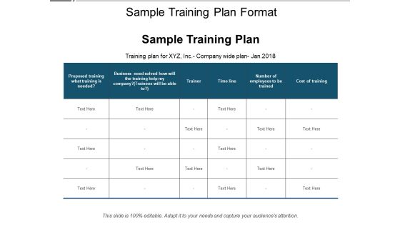 Sample Training Plan Format Ppt PowerPoint Presentation Styles Background