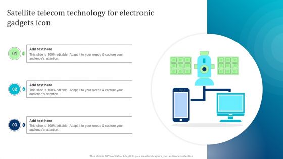 Satellite Telecom Technology For Electronic Gadgets Icon Information PDF