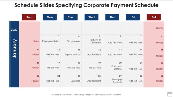 Schedule Slides Specifying Corporate Payment Schedule Professional PDF Schedule Slides Specifying Corporate Payment Schedule Professional PDF