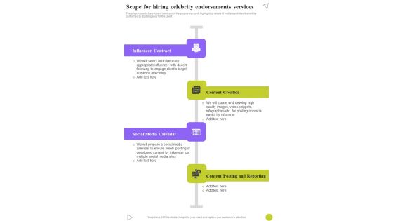 Scope For Hiring Celebrity Endorsements Services One Pager Sample Example Document Scope For Hiring Celebrity Endorsements Services One Pager Sample Example Document