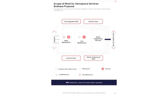 Scope Of Work For Aerospace Services Business Proposal One Pager Sample Example Document