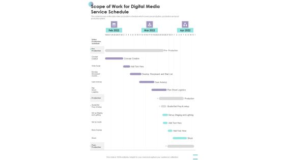Scope Of Work For Digital Media Service Schedule One Pager Sample Example Document Scope Of Work For Digital Media Service Schedule One Pager Sample Example Document