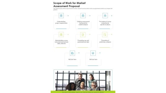 Scope Of Work For Market Assessment Proposal One Pager Sample Example Document Scope Of Work For Market Assessment Proposal One Pager Sample Example Document