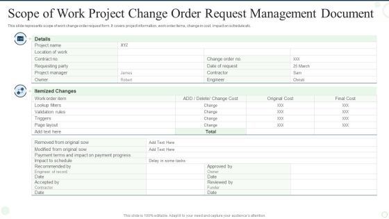 Scope Of Work Project Change Order Request Management Document Sample PDF Scope Of Work Project Change Order Request Management Document Sample PDF