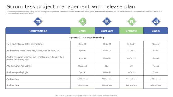 Scrum Task Project Management With Release Plan Sample PDF