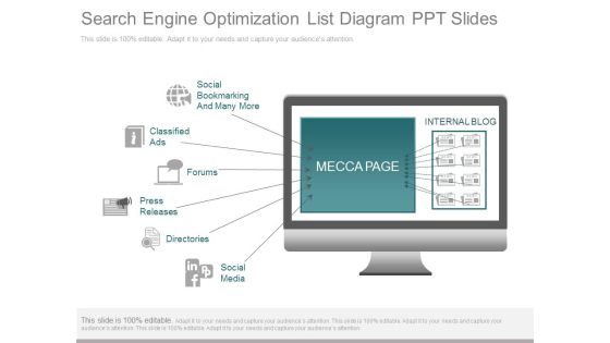 Search Engine Optimization List Diagram Ppt Slides