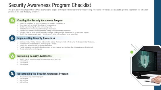 Security Awareness Program Checklist Ppt Layouts Microsoft PDF