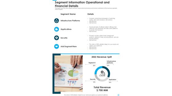 Segment Information Operational And Financial Details One Pager Documents Segment Information Operational And Financial Details One Pager Documents