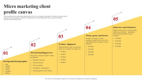 Selecting And Developing An Effective Target Market Strategy Micro Marketing Client Profile Canvas Background PDF Selecting And Developing An Effective Target Market Strategy Micro Marketing Client Profile Canvas Background PDF