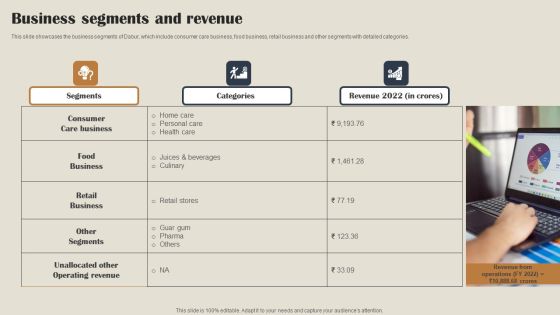Self Care Products Company Outline Business Segments And Revenue Graphics PDF