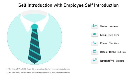 Self Introduction With Employee Self Introduction Ppt PowerPoint Presentation Gallery Topics PDF