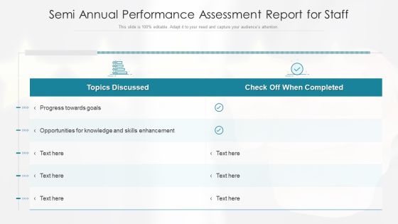 Semi Annual Performance Assessment Report For Staff Ppt PowerPoint Presentation Icon Example File PDF Semi Annual Performance Assessment Report For Staff Ppt PowerPoint Presentation Icon Example File PDF