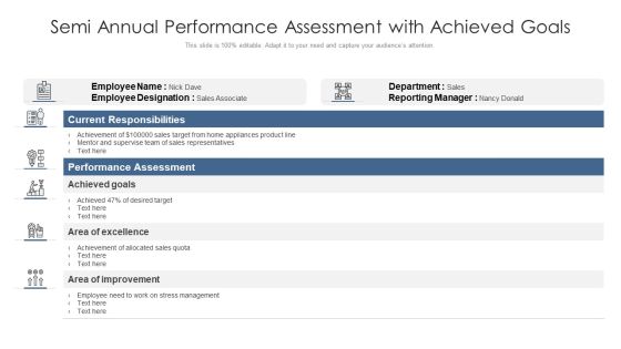 Semi Annual Performance Assessment With Achieved Goals Ppt PowerPoint Presentation Gallery PDF Semi Annual Performance Assessment With Achieved Goals Ppt PowerPoint Presentation Gallery PDF