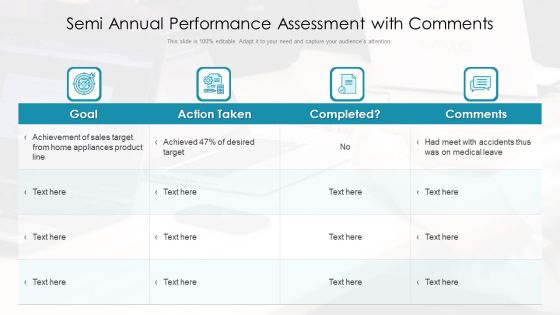 Semi Annual Performance Assessment With Comments Ppt PowerPoint Presentation Ideas Good PDF