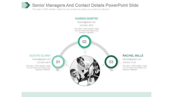 Senior Managers And Contact Details Powerpoint Slide