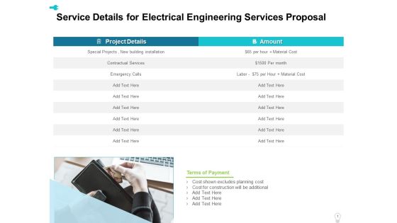 Service Details For Electrical Engineering Services Proposal Ppt Slides Maker PDF Service Details For Electrical Engineering Services Proposal Ppt Slides Maker PDF