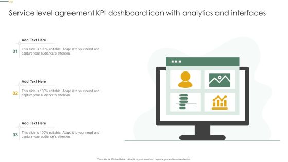 Service Level Agreement KPI Dashboard Icon With Analytics And Interfaces Download PDF Service Level Agreement KPI Dashboard Icon With Analytics And Interfaces Download PDF