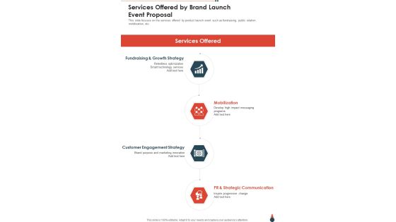 Services Offered By Brand Launch Event Proposal One Pager Sample Example Document Services Offered By Brand Launch Event Proposal One Pager Sample Example Document