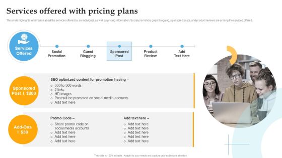 Services Offered With Pricing Plans Comprehensive Personal Brand Building Guide For Social Media Influencers Designs PDF Services Offered With Pricing Plans Comprehensive Personal Brand Building Guide For Social Media Influencers Designs PDF