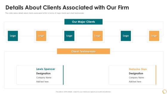services sales capital investment pitch deck details about clients associated with our firm ideas pdf