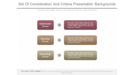 Set Of Consideration And Criteria Presentation Backgrounds Set Of Consideration And Criteria Presentation Backgrounds