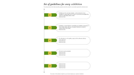 Set Of Guidelines For Every Exhibition One Pager Sample Example Document