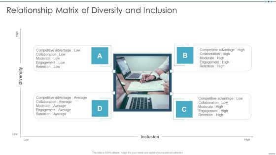 Setting Workplace Diversity And Inclusivity Objectives Relationship Matrix Of Diversity And Inclusion Professional PDF