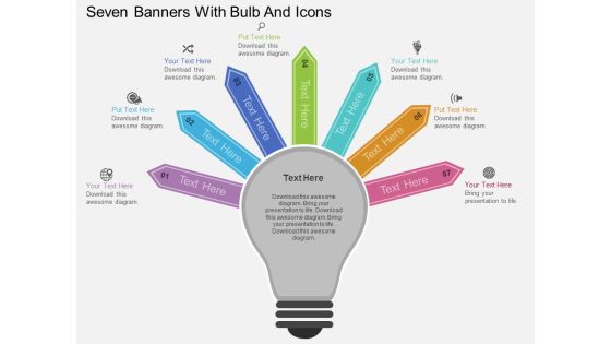 Seven Banners With Bulb And Icons Powerpoint Template Seven Banners With Bulb And Icons Powerpoint Template