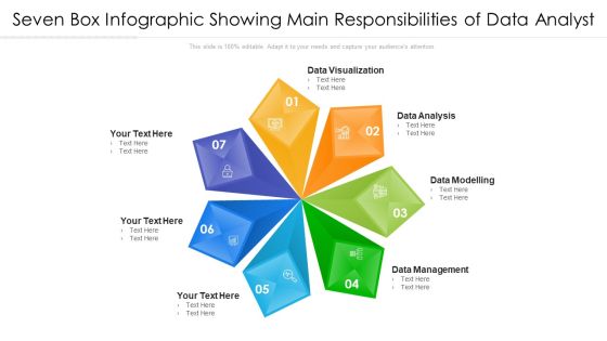 Seven Box Infographic Showing Main Responsibilities Of Data Analyst Ppt PowerPoint Presentation File Show PDF Seven Box Infographic Showing Main Responsibilities Of Data Analyst Ppt PowerPoint Presentation File Show PDF