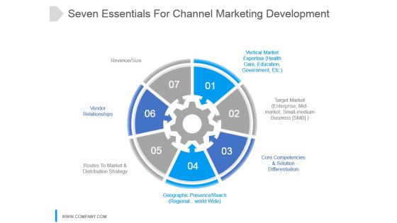 Seven Essentials For Channel Marketing Development Ppt Slide Seven Essentials For Channel Marketing Development Ppt Slide