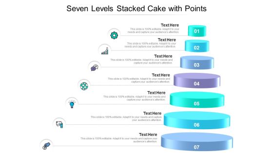Seven Levels Stacked Cake With Points Ppt PowerPoint Presentation Gallery Ideas PDF