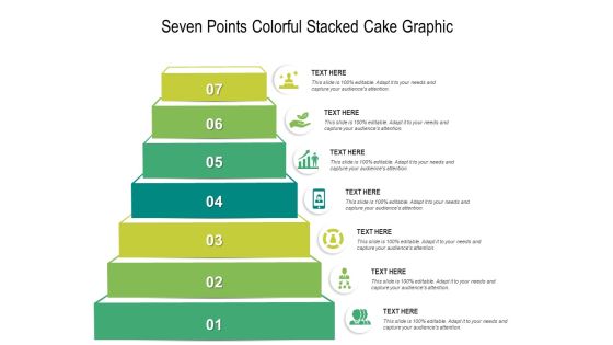 Seven Points Colorful Stacked Cake Graphic Ppt PowerPoint Presentation Summary Designs PDF