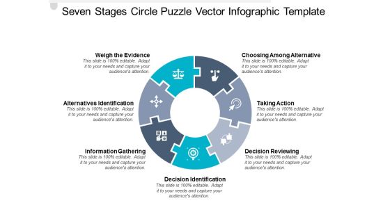 Seven Stages Circle Puzzle Vector Infographic Template Ppt PowerPoint Presentation Slides Templates