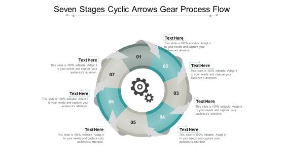 Seven Stages Cyclic Arrows Gear Process Flow Ppt Powerpoint Presentation Icon Deck