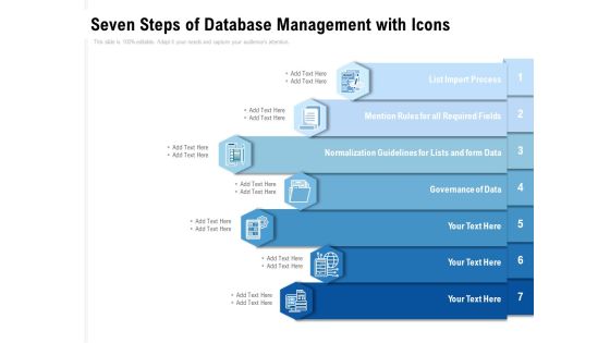 Seven Steps Of Database Management With Icons Ppt PowerPoint Presentation Icon Brochure Seven Steps Of Database Management With Icons Ppt PowerPoint Presentation Icon Brochure