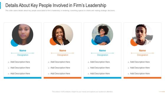 Shared Workspace Capital Funding Details About Key People Involved In Firms Leadership Portrait PDF
