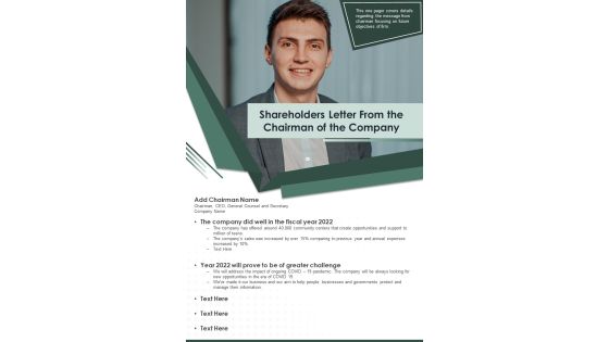 Shareholders Letter From The Chairman Of The Company PDF Document PPT Template