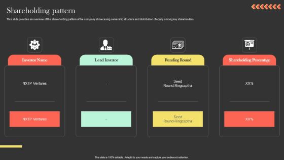 Shareholding Pattern Ringcaptcha Capital Funding Pitch Deck Summary PDF Shareholding Pattern Ringcaptcha Capital Funding Pitch Deck Summary PDF