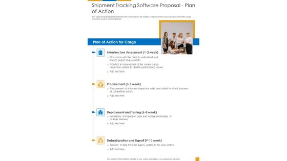 Shipment Tracking Software Proposal Plan Of Action One Pager Sample Example Document Shipment Tracking Software Proposal Plan Of Action One Pager Sample Example Document